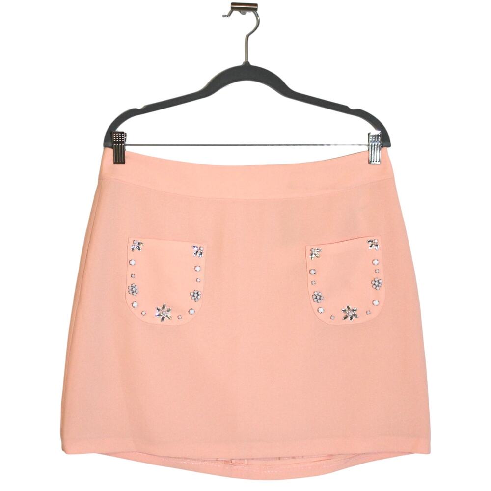 KOTON Baby Pink Jeweled Mini Skirt Size 8 NWT